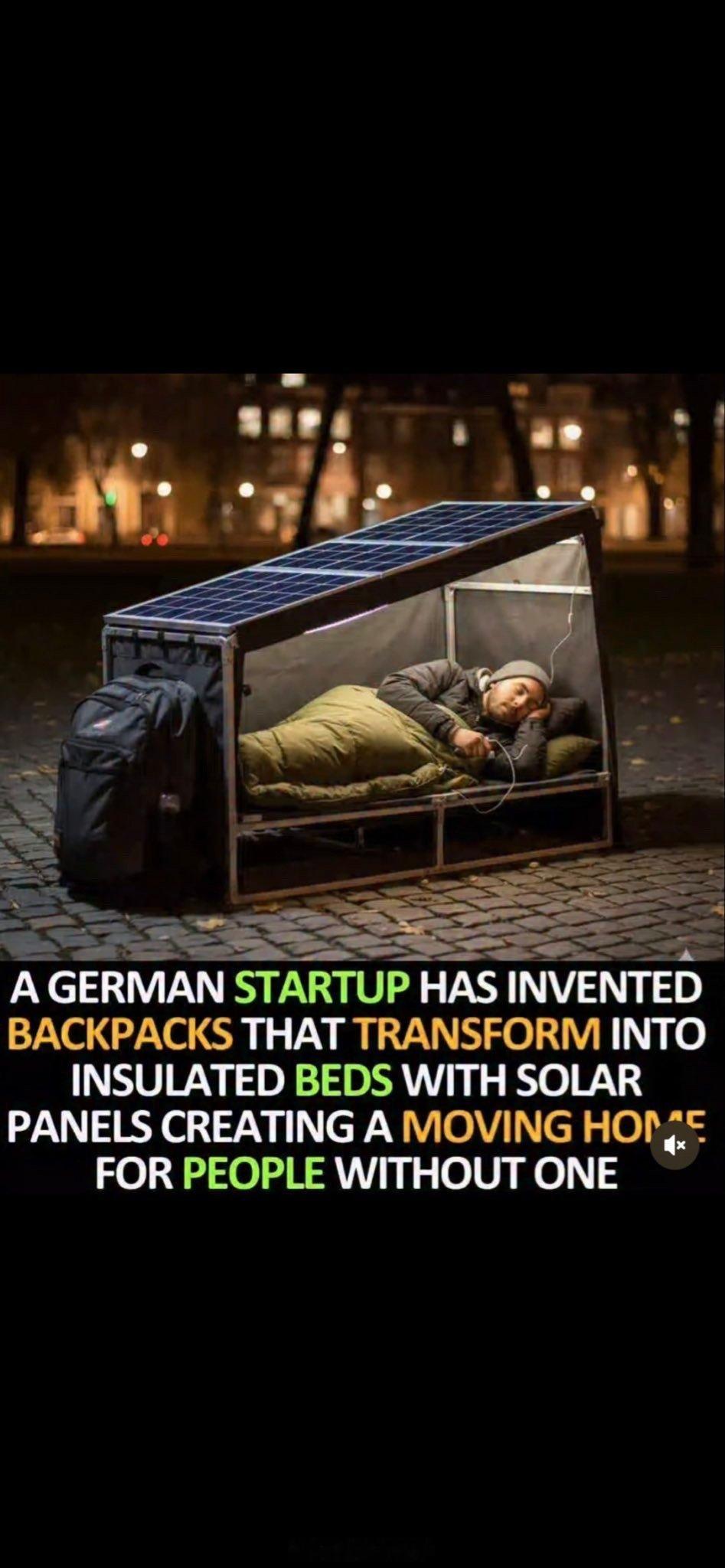 一家德国创业公司为无家可归者设计推出了一款创新产品：能够变身为隔热睡眠舱的太阳能