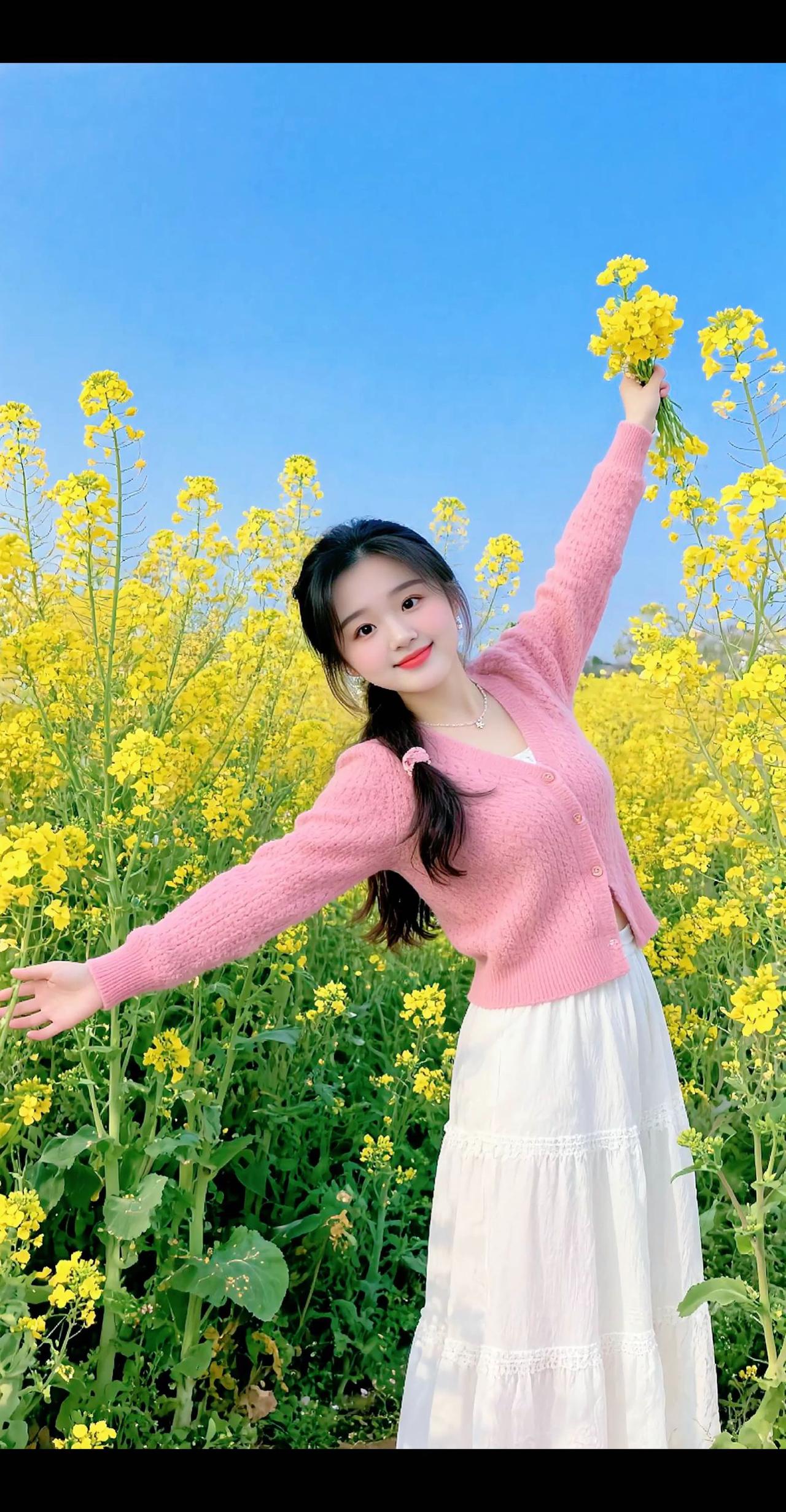 田园清晰油菜花拍照出来拍照啦