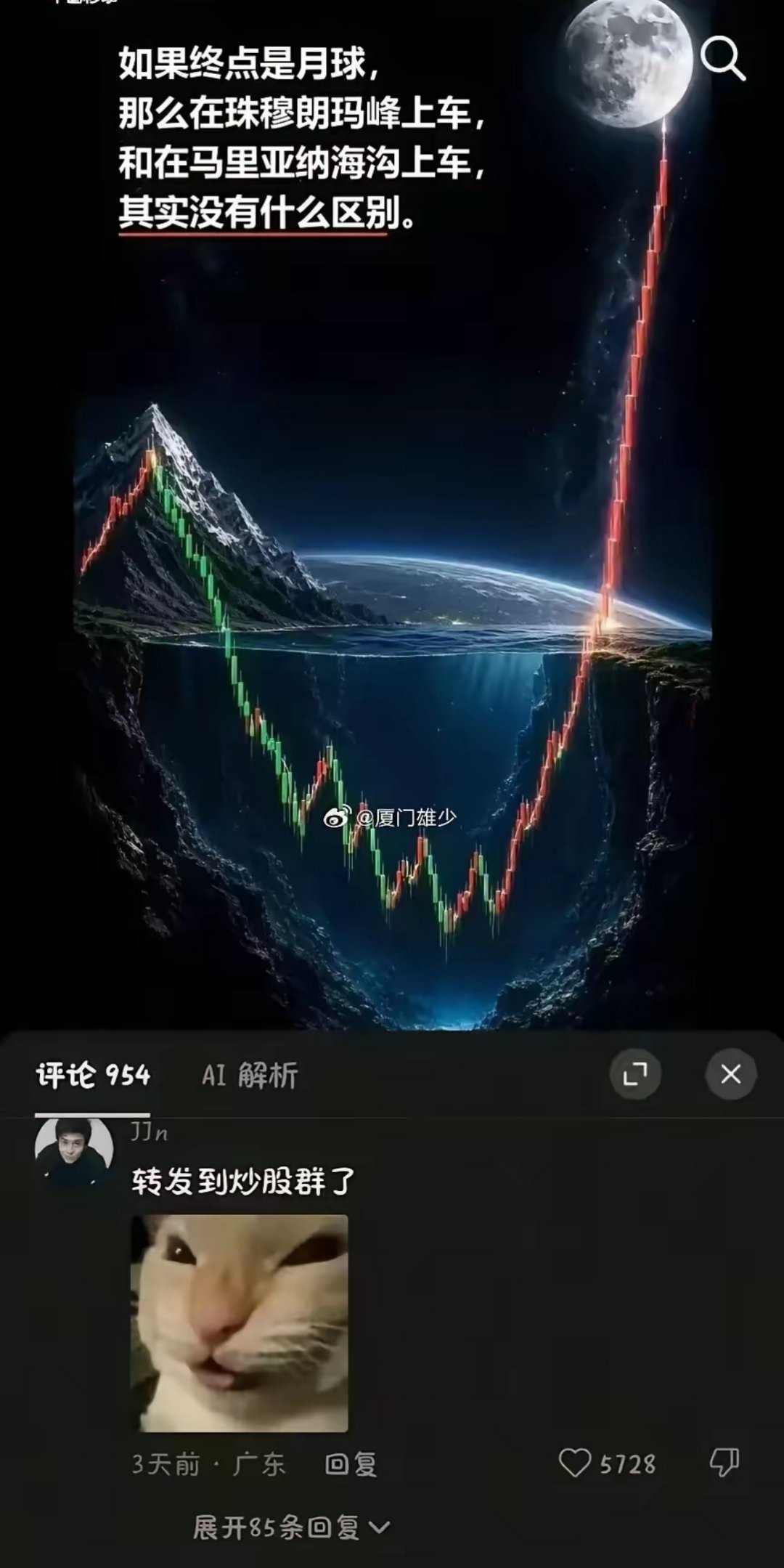 在马里亚纳海沟，人已经死了，月不月球和你没关系了