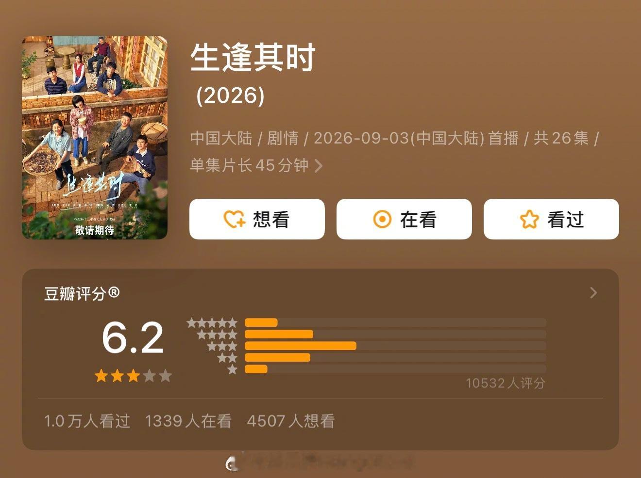 近期热播剧集豆瓣评分开分谭松韵/刘学义《兰香如故》7.5分任嘉伦/秦