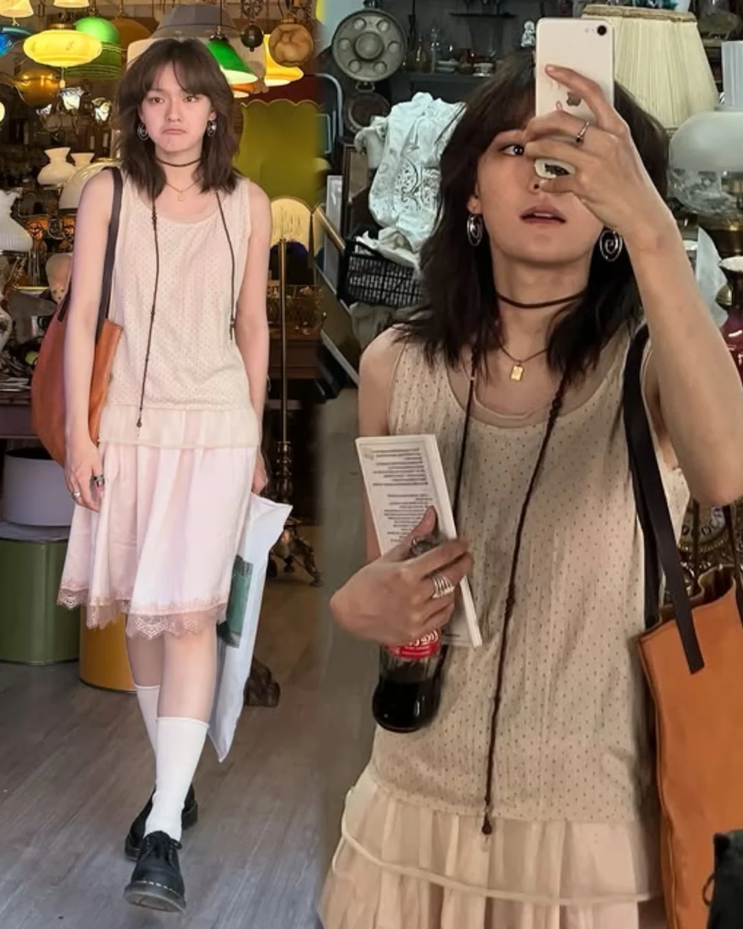 文淇也体验了希腊的高温，穿搭上依旧不含糊