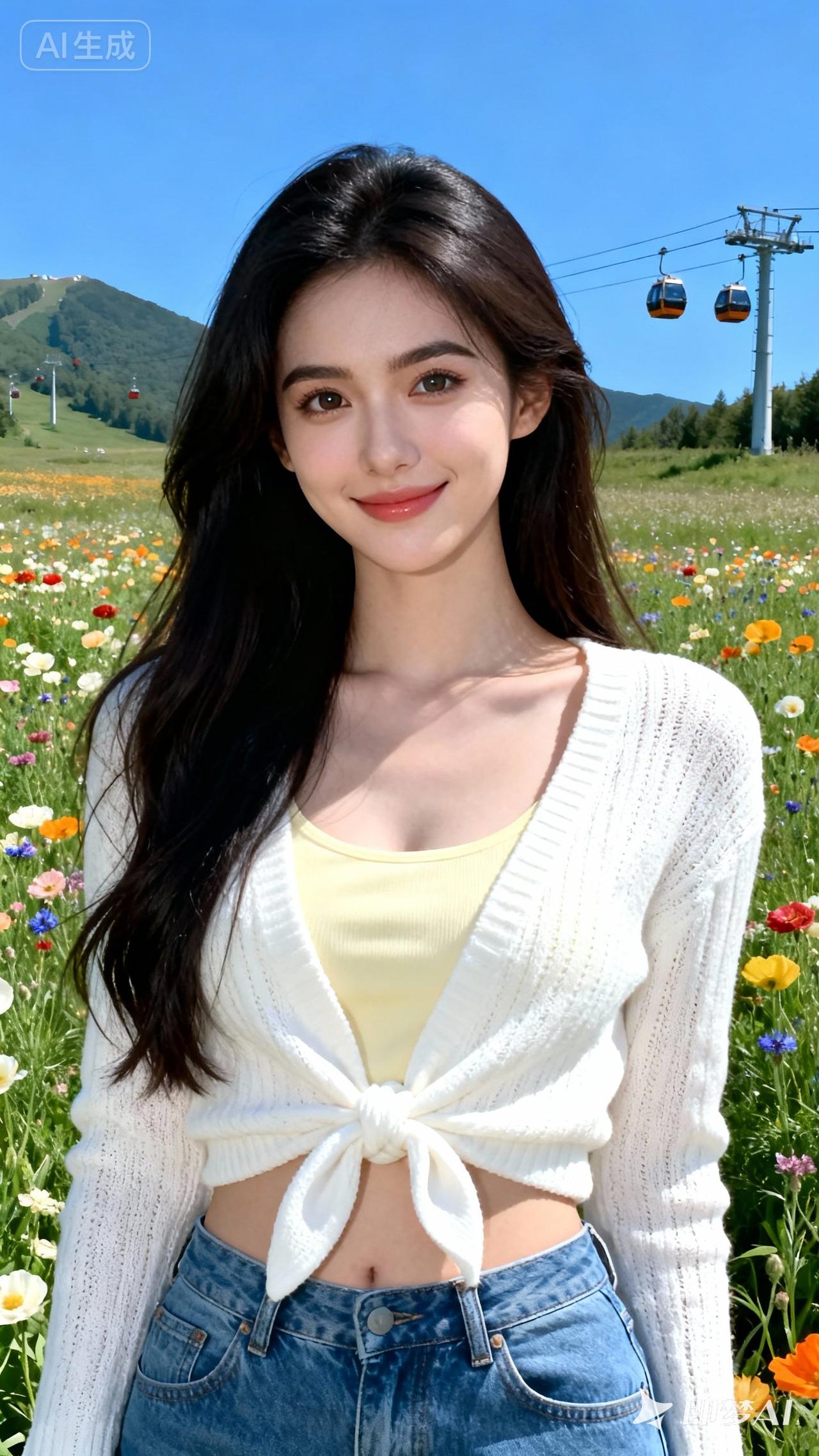 在花海中微笑，享受美好时光🌸😊