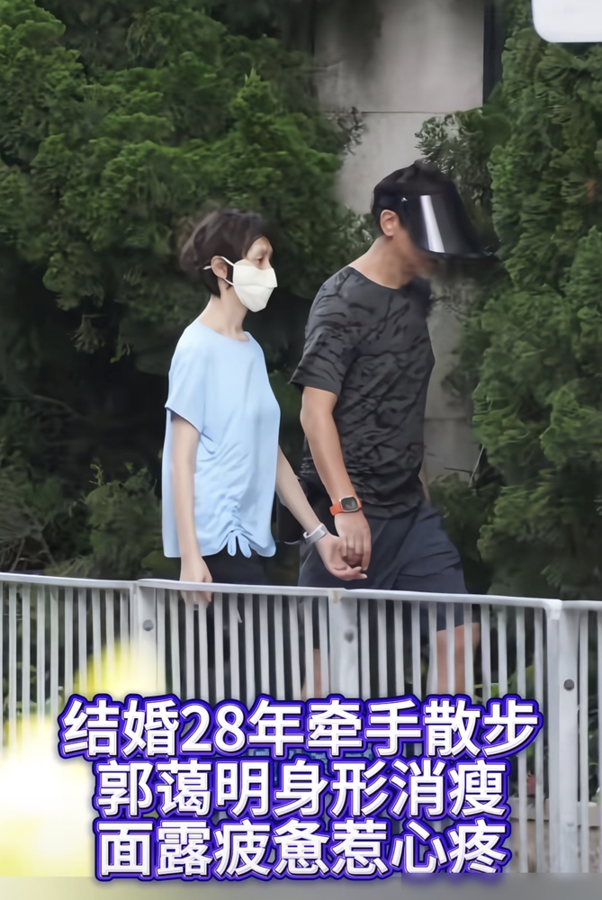 62岁刘青云，牵着郭蔼明遛弯，港媒炸了。头发乱，人暴瘦，一群人对着照片说状态差。可你细看，他全程牵着