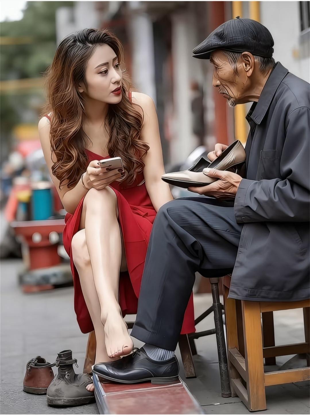 这么漂亮的女孩怎么还能去修鞋？这画面感太强了。。。
