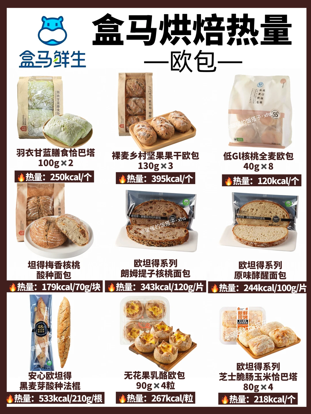 盒马烘焙热量！！