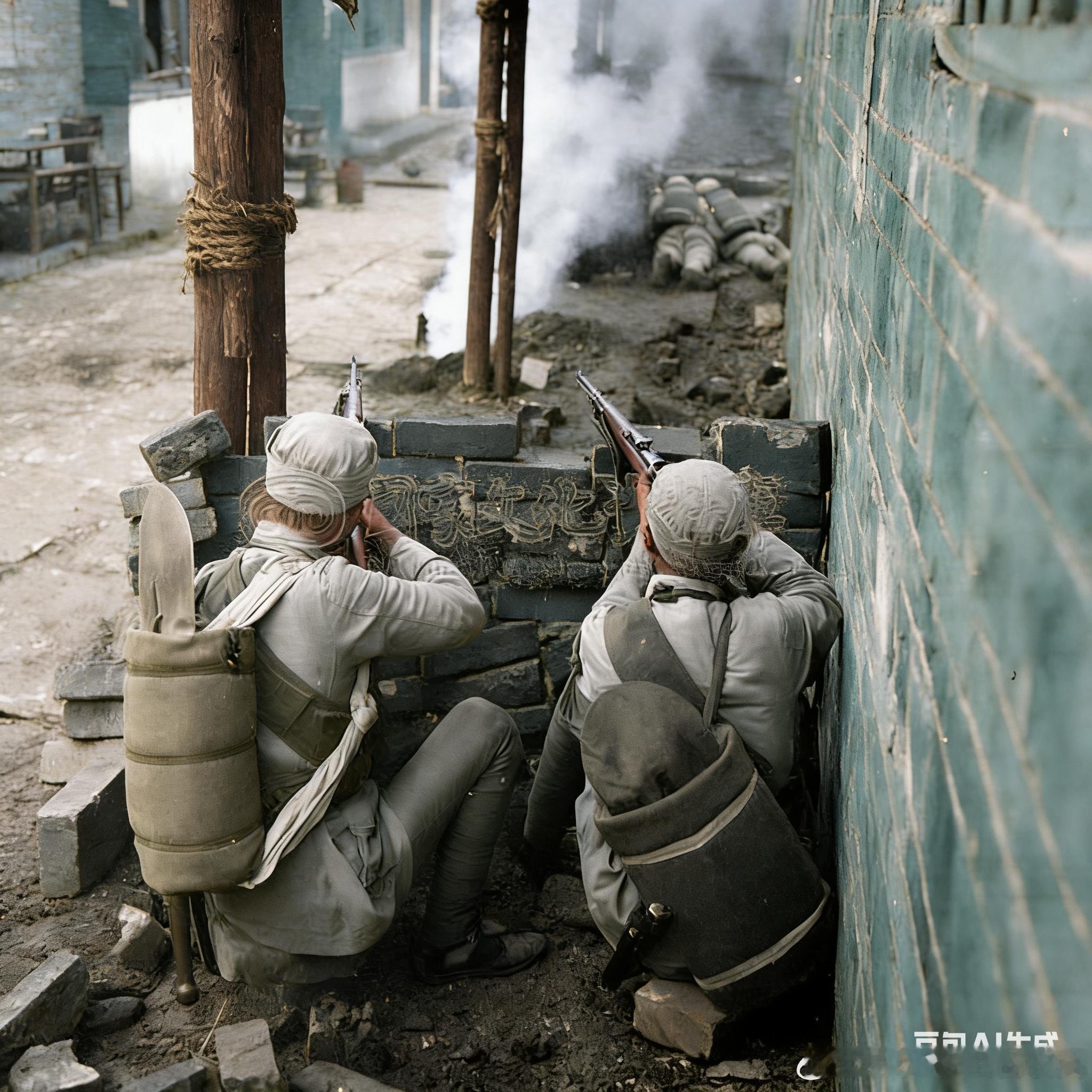 老照片长沙会战彩色还原