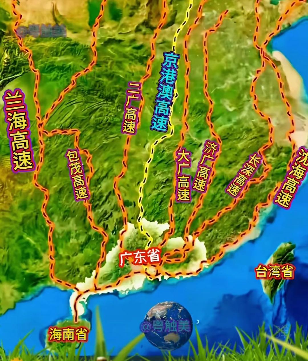 条条大路通广东，广东高速线路示意图单看高速交通网，广东就不会贫穷！粤港澳大湾