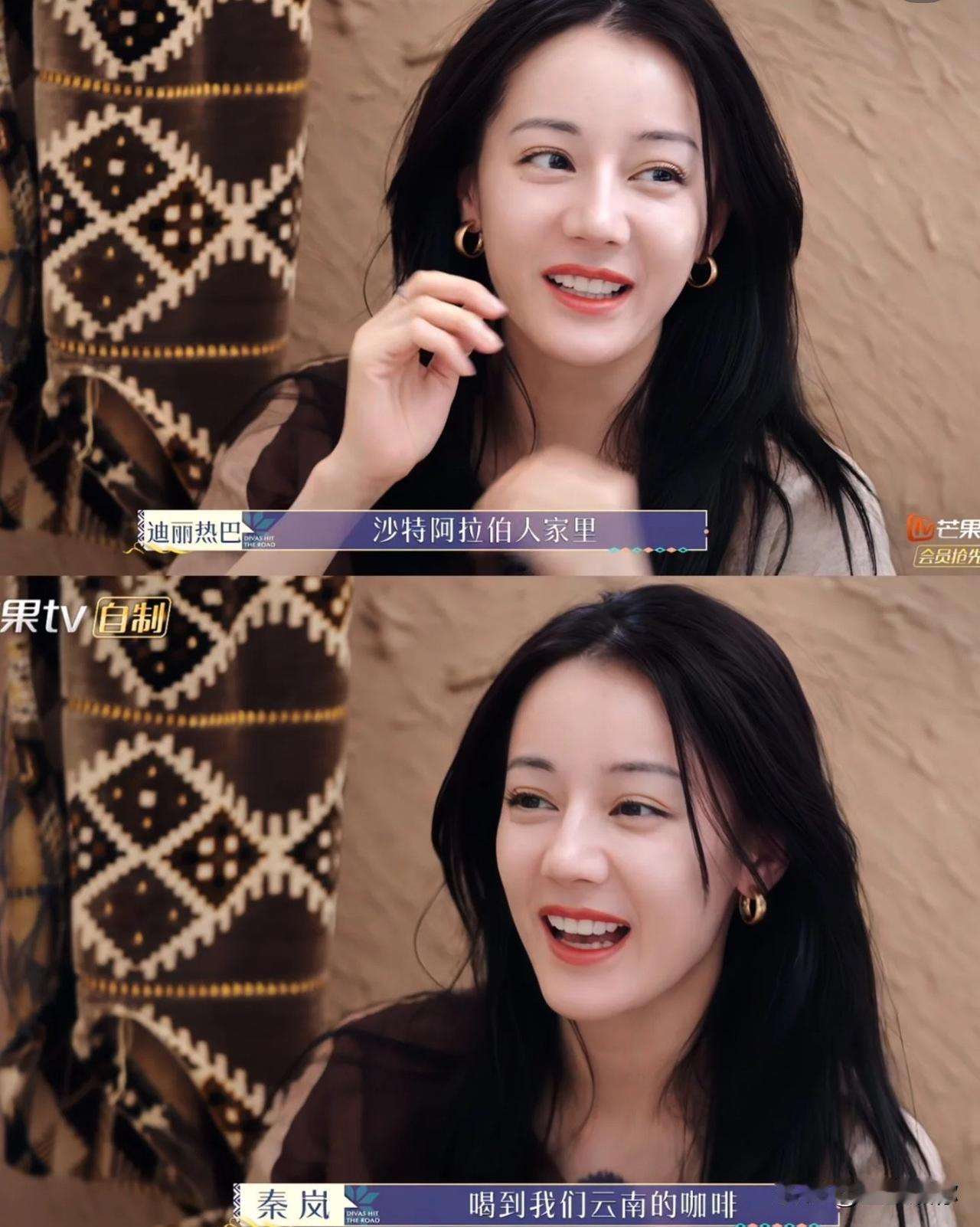 其实可能也是天意，因为没带太多饰品，反倒素一点真正能体现迪丽热巴的美丽，毕竟这种