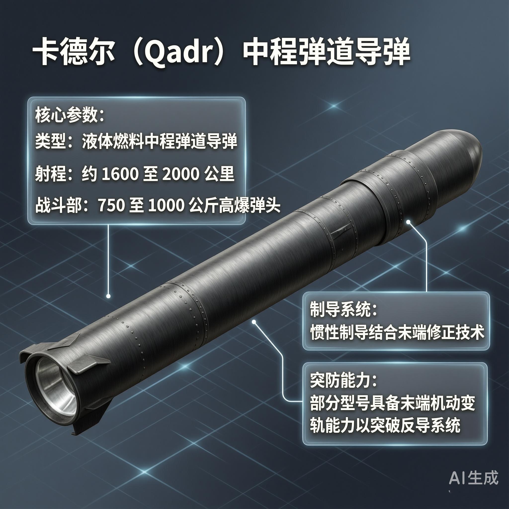 军事ai新视野卡德尔（Qadr）导弹伊朗伊斯兰革命卫队装备的主力中程弹道导弹，