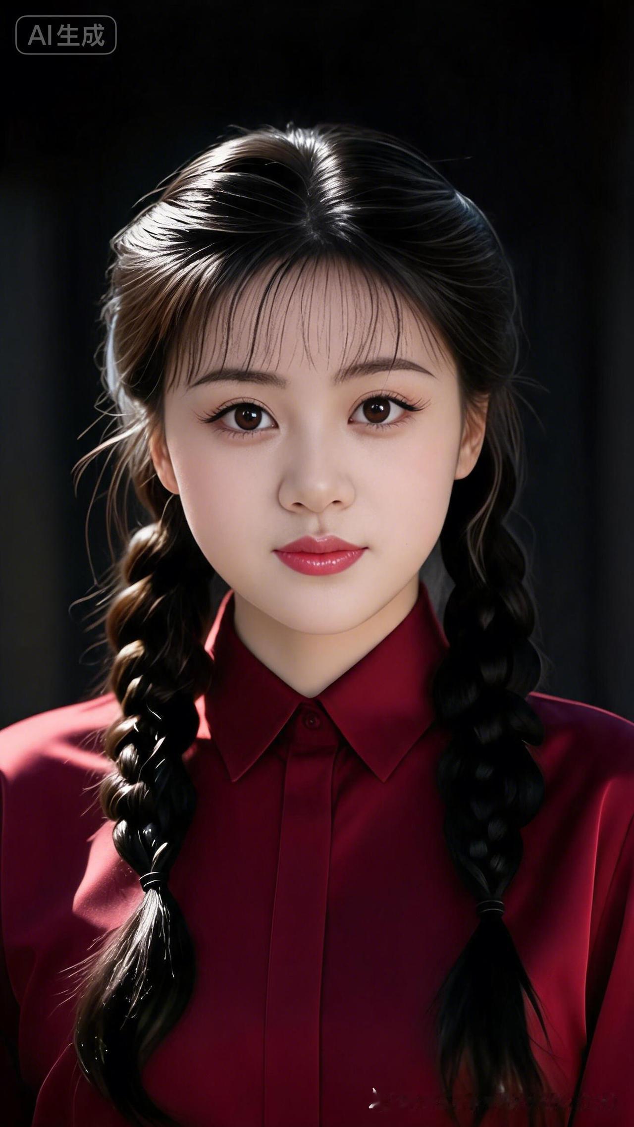 甜美少女风，红衣少女，双马尾，可爱动人！