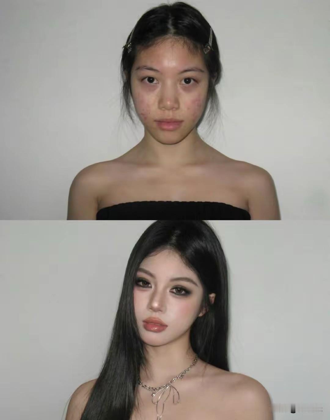 妆前妆后改变也太大了吧，你们是喜欢妆前还是妆后？