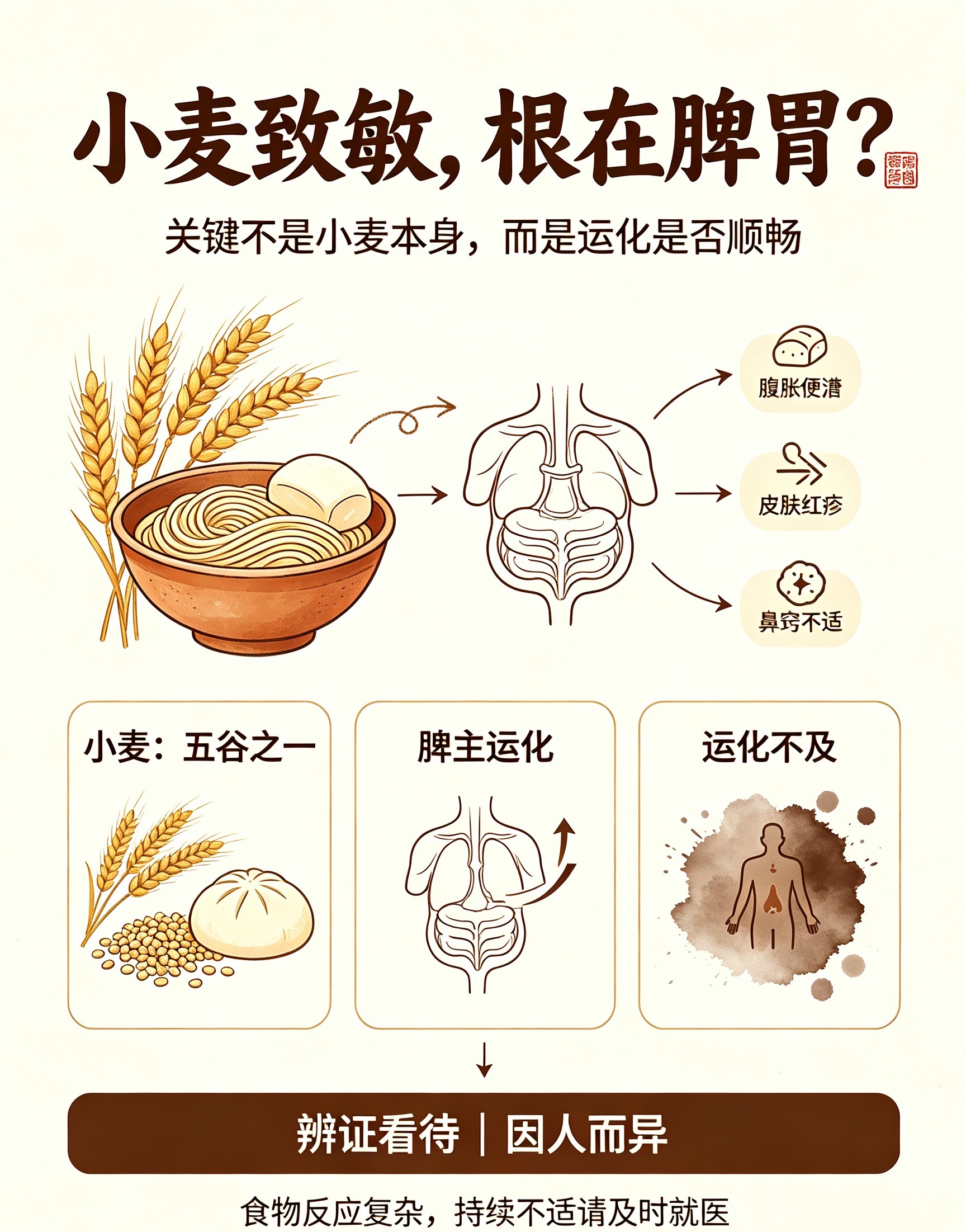 吃碗面就胀气痒疹鼻炎？中医说：小麦过敏的根，从来不在小麦身上！有没有人一吃馒头面