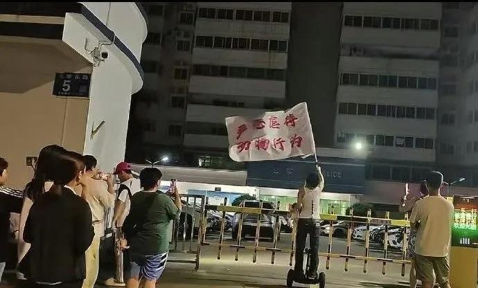 其他围观者有没有问题不好说，但这个挥旗的，百分之百有问题。这是我看到这张图片的