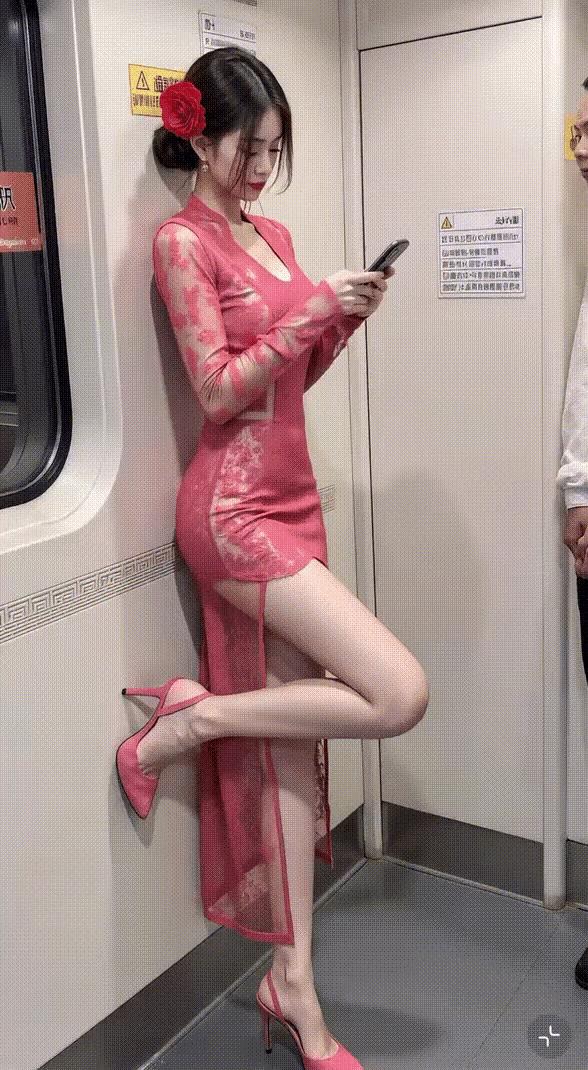 这么好的身材，这么漂亮的颜值，怎么能坐地铁呢？最起码也是宝马奔驰呀，不说法拉利了
