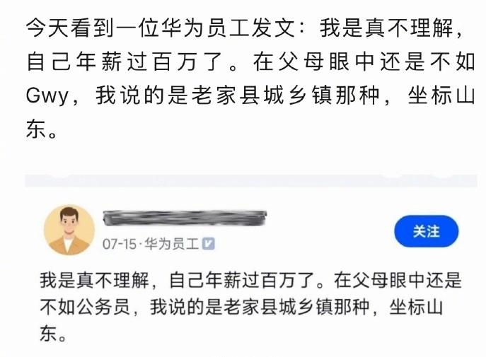 大厂员工不理解，自己年薪过百万，在父母眼中还不如老家乡镇公务员。