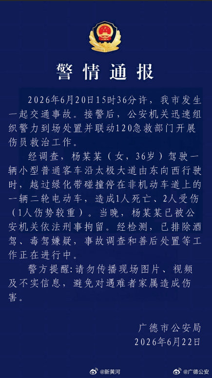 【#警方通报商务车失控撞人事故#：肇事者已被刑拘】6月20日下午，安徽宣城广德