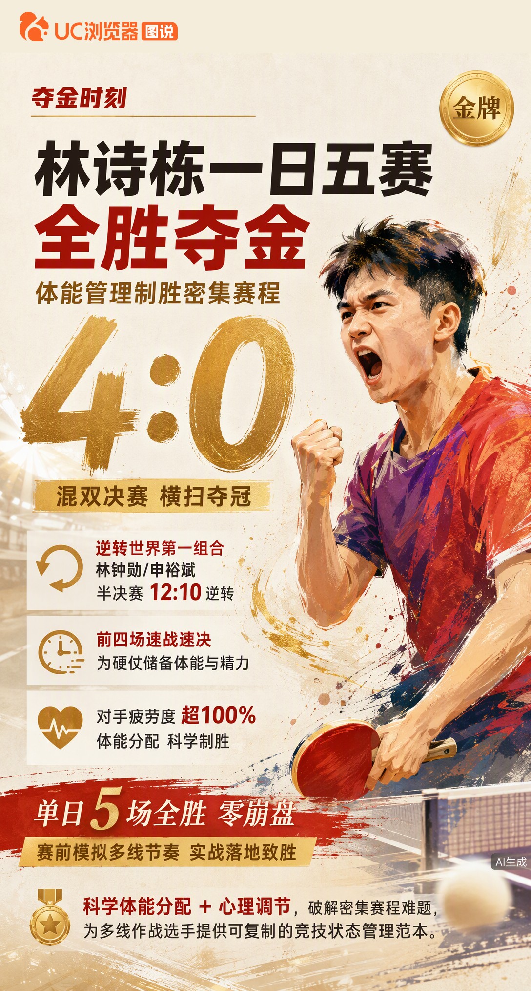 名古屋亚运混双夺冠！林诗栋单日五战全胜，半决赛逆转世界第一，决赛4-0横扫王楚钦/孙颖莎。前四场速胜