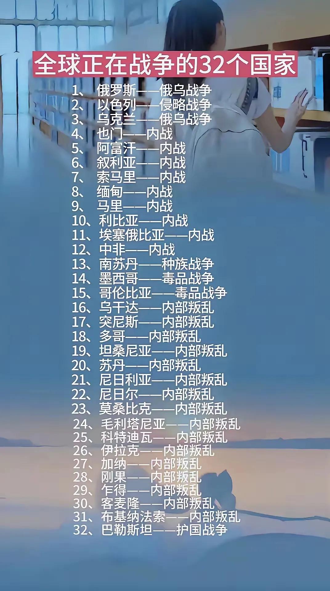 全球这个时候正处于战争中的国家希望这些想到国外旅游观光的人们了解一下，听劝，明