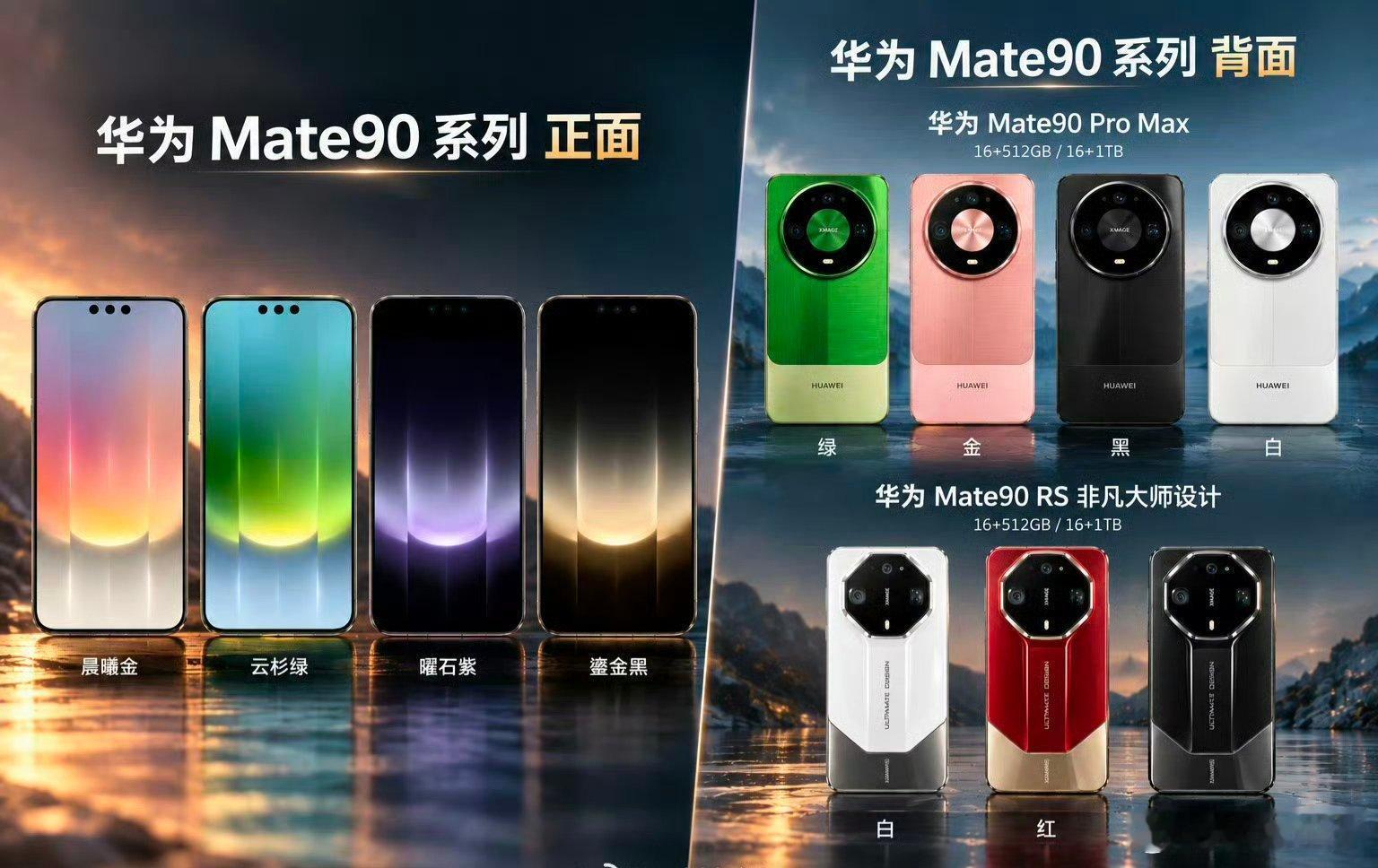 #华为mate90#网传华为Mate90系列包含四款机型，搭载麒麟9050Pro芯片，满血5G回归。