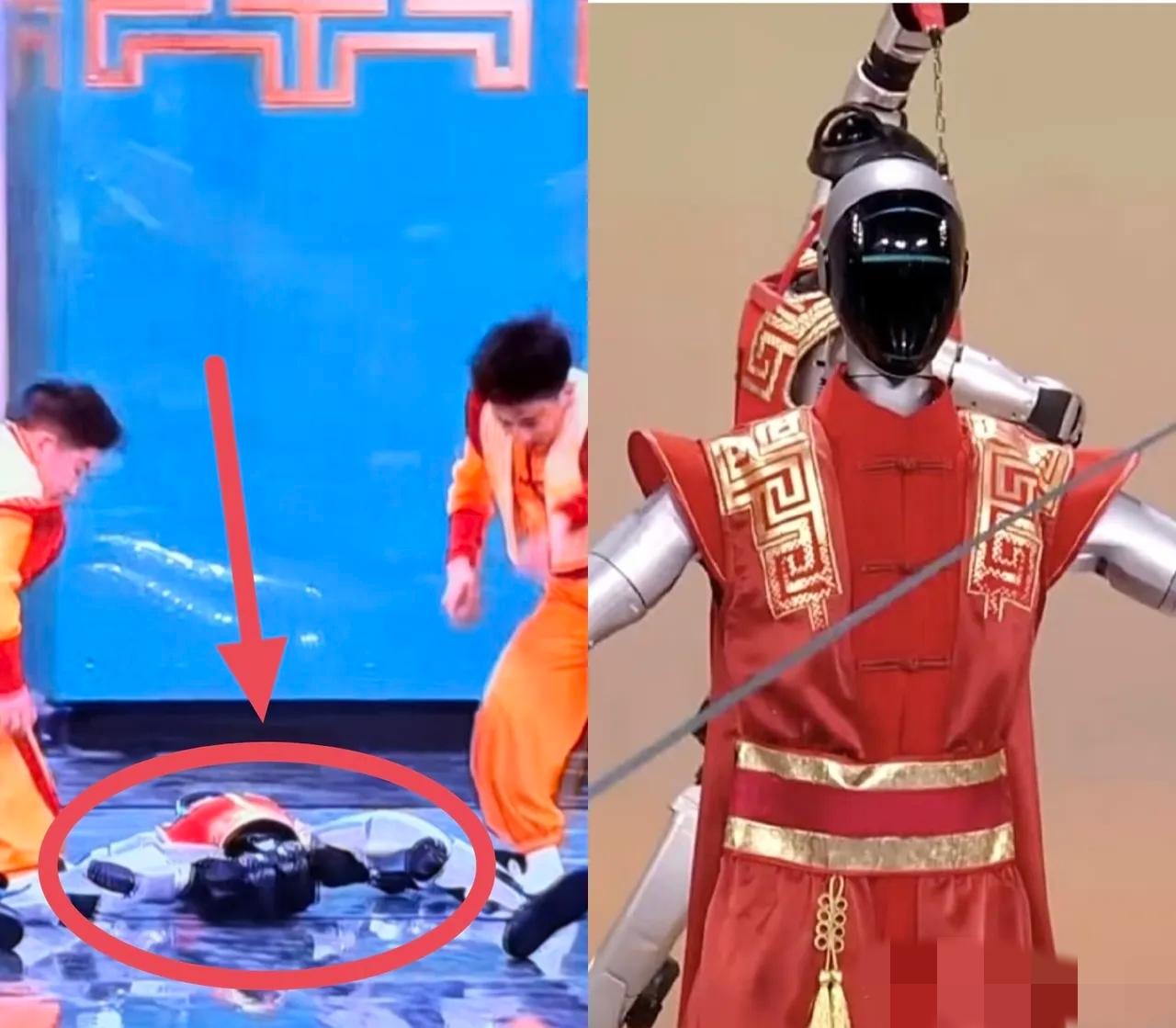 春晚机器人摔倒后，创始人一句话反转了全网猜测！机器人表演时，有一个机器人出事