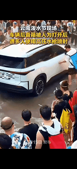 女子被强拉开车门泼水车内部冒烟开后备箱的人不只是手欠那么简单典型的法不责众心理闹