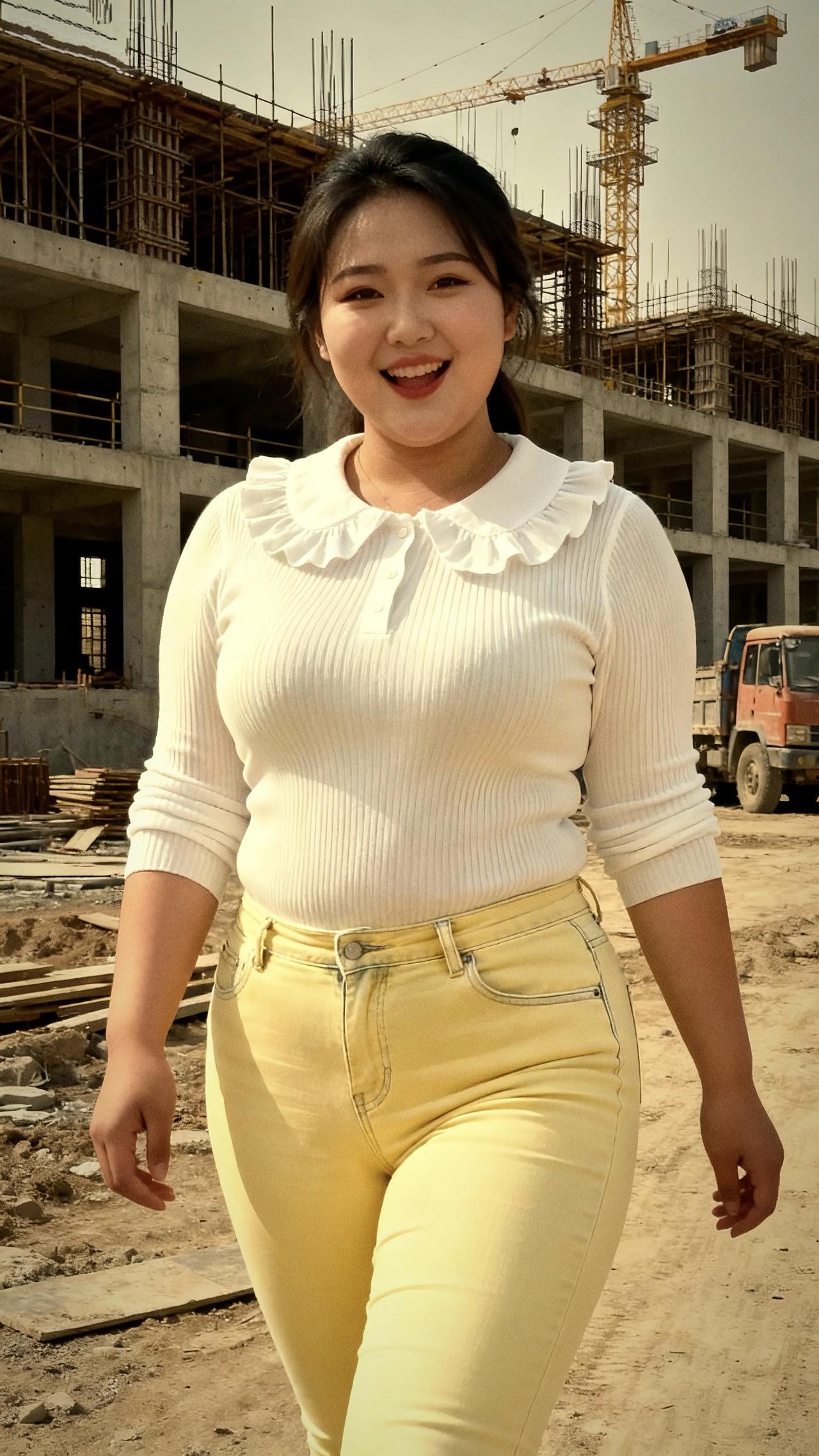 哥哥，我来工地看你了，一定要注意安全，多吃点饭，我还等着你娶我呢工地上的笑容我