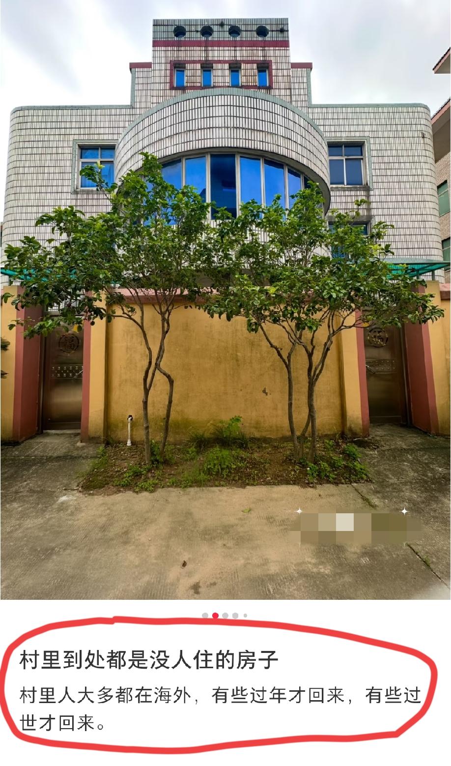 网友发文称:村里到处都是没有人住的房子，这些房子的主人大都在海外，有些过年才回来