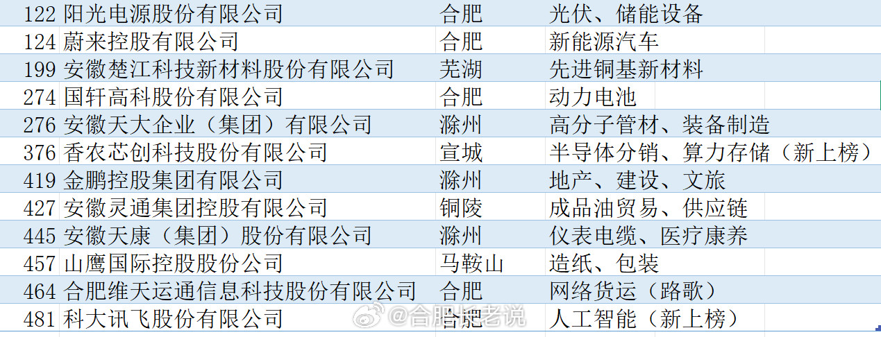 2026中国民营企业500强发布安徽12家企业上榜！​​​​