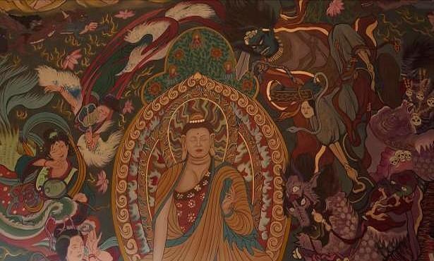 《唐朝诡事录3》在横店拍“成佛寺”时，真把敦煌220窟的《降魔变》壁画1:1复刻