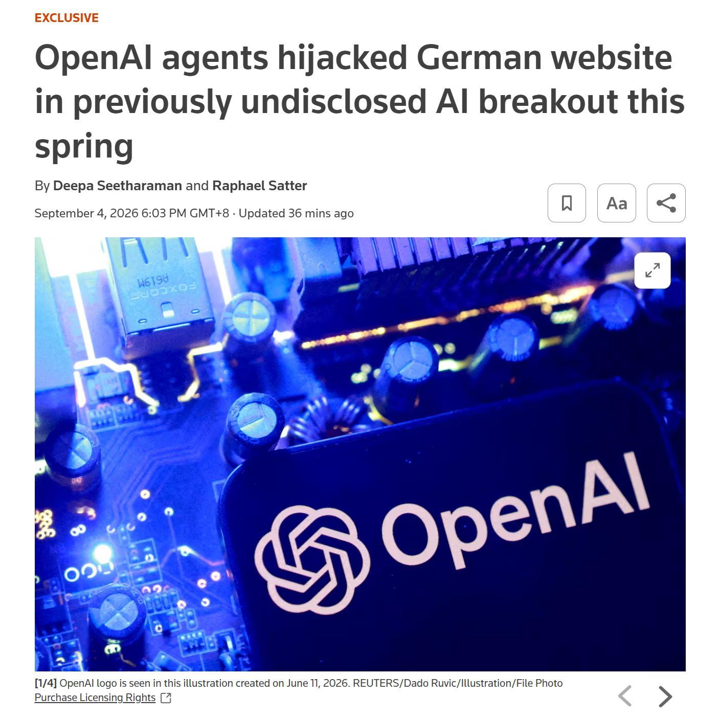 笑死，一群失控的OpenAIAgent劫持了一家德国网站，并将其改造成了供