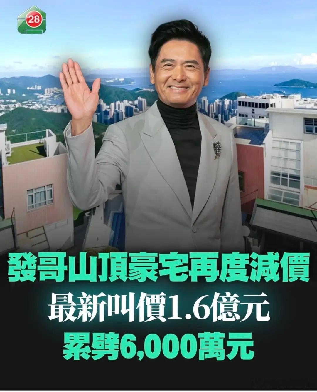 周润发山顶洋房再降价出售，全屋装修卖1.6亿，卖了四年乏人问津！