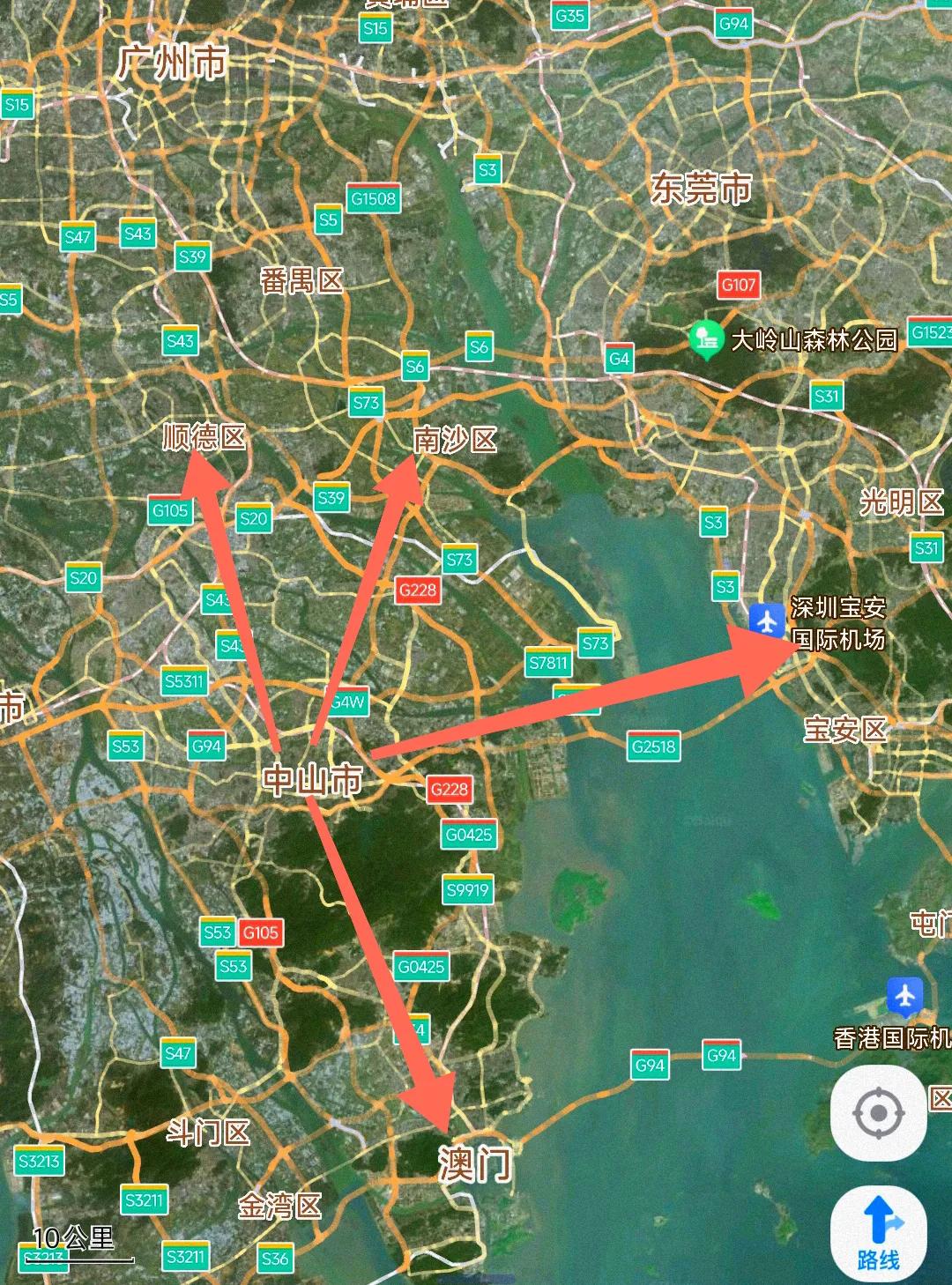 现在看来中山的地理位置比东莞还好一些，毕竟东莞只是挨着广州与深圳，可是中山的优势