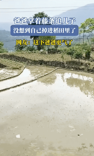 小男孩本想转身拉一把，一看他爹爹势头还不对，还是赶紧跑吧。不过，这个挨打可能是