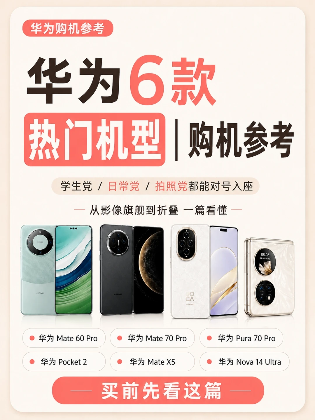 华为机型怎么选？6款热门华为手机购机参考