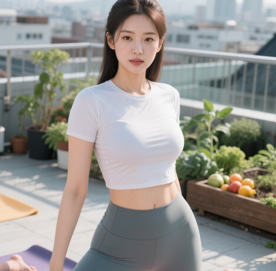 健康佳人运动风采，天台上的丰满诱惑