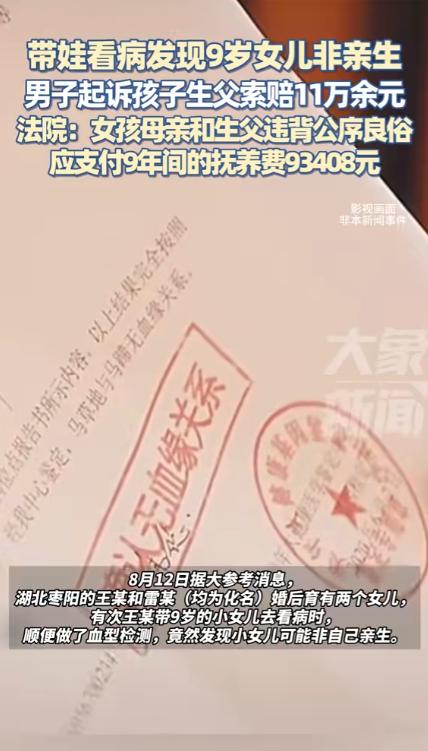 “冤不冤？”湖北，一男子带9岁女儿去看病时，意外发现女儿不是亲生的，出乎男子意料