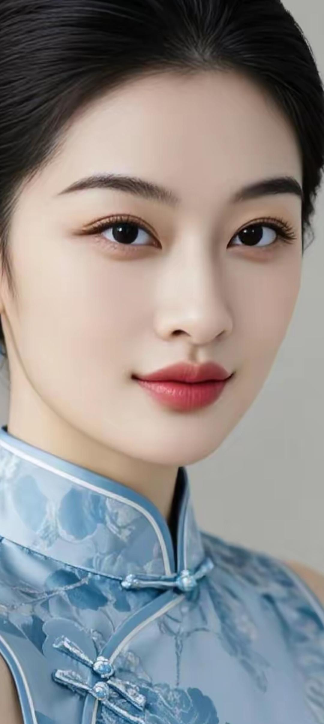 优雅蓝花旗袍，尽显东方韵味