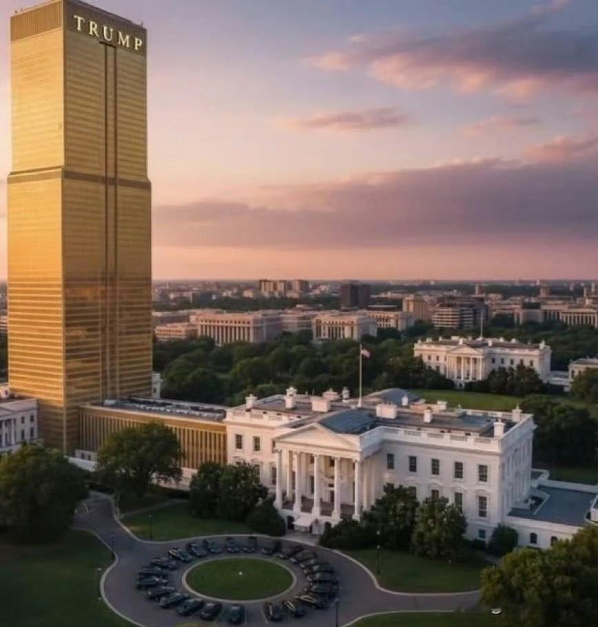 白宫外如果真这么建的话,整个建筑气势都会被压制。(网友说这么建,还能叫白宫)