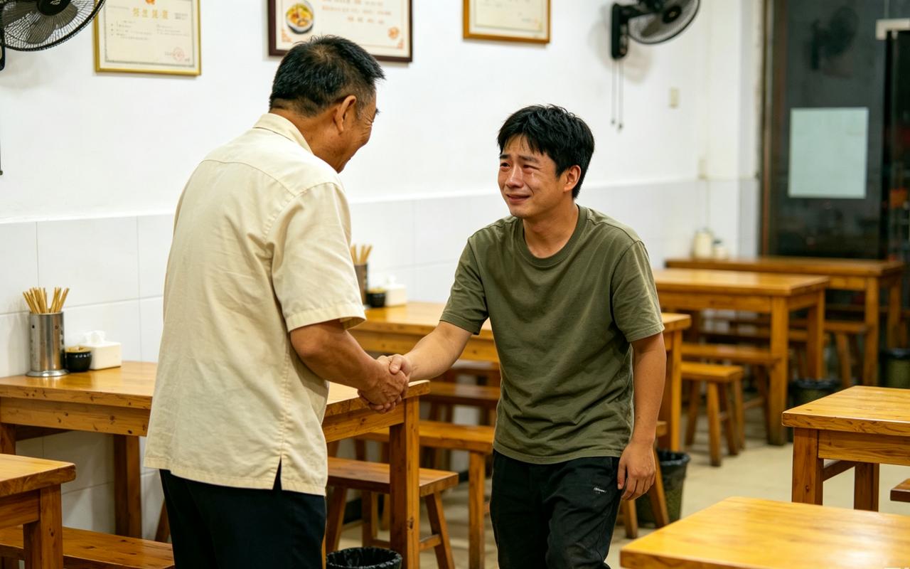 生意惨淡准备找人谈话，残疾小伙吓得心慌，老板一席话听完瞬间落泪浙江一饭馆老