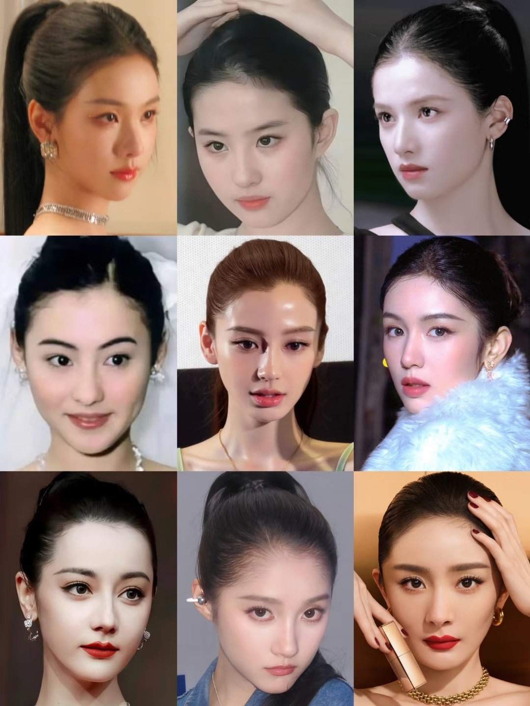 一丝碎发都不留的贴头皮造型才能看出明星骨相的优越！陈都灵、刘亦菲、张婧仪、张柏芝