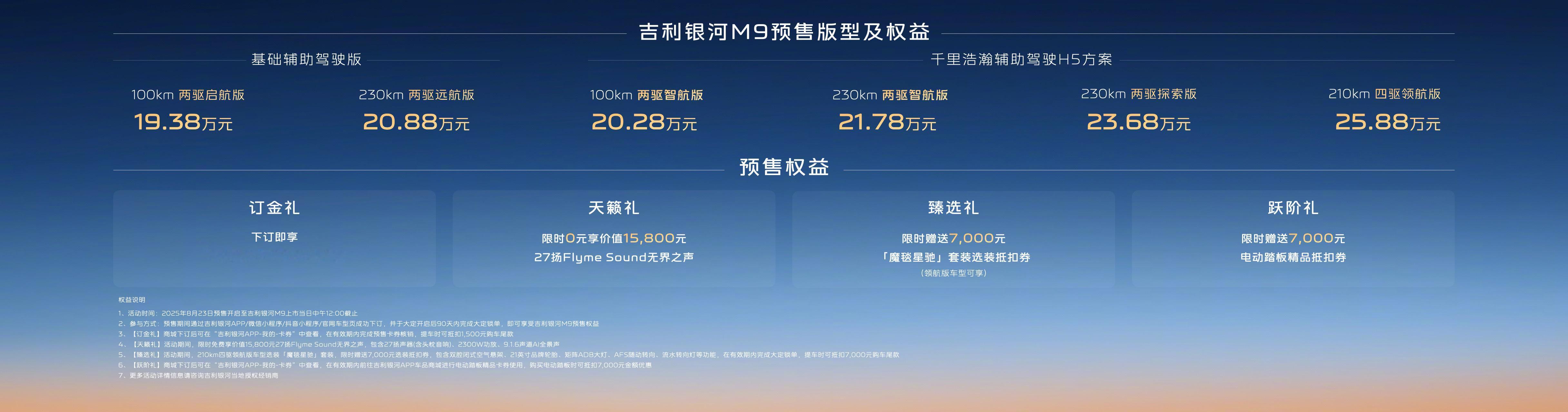 人民的M9来了，吉利银河M9预售19.38-25.88万元，以5米+电混大型S