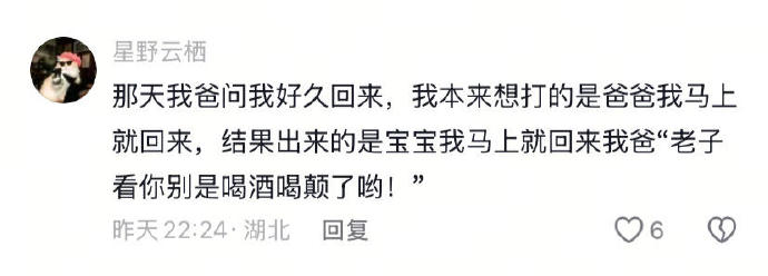 我爸：老子看你是喝酒喝颠了