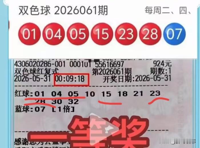 一等奖彩票火速曝光！湖南小分队凭借924元的复式票，精准拿下幸运6+1。双色