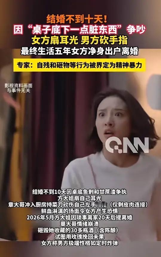 “太吓人了！”5月7日报道，浙江杭州，一对夫妻结婚还不到10天，竟然因为桌子底下