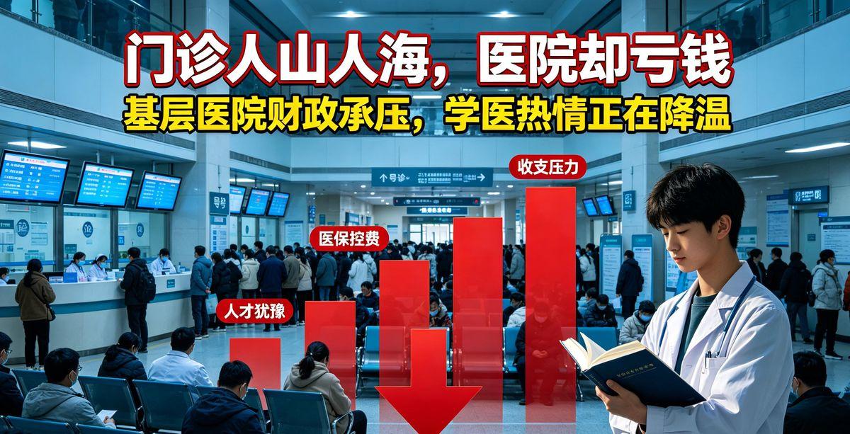 门诊大厅挤得水泄不通，挂号缴费排成长龙，可不少三线公立医院连工资都发得吃力，20