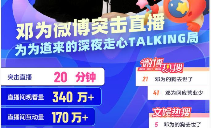 邓为的这场直播被微博明星报道了真的好喜欢邓为这场直播，完全就是把小钻石当做家人呀