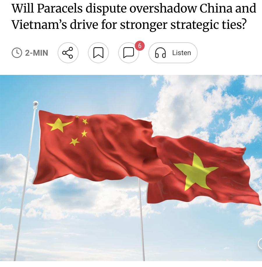 外媒：尽管中越双方在南海存在主权争议，特别是越南对西沙群岛的主权声索，但两国仍致