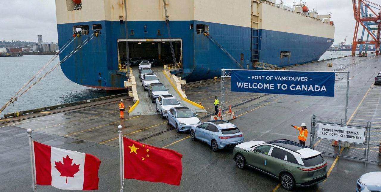 正在中国访问的加拿大总理宣布，加拿大将允许最多4.9万辆中国电动汽车以优惠关税进