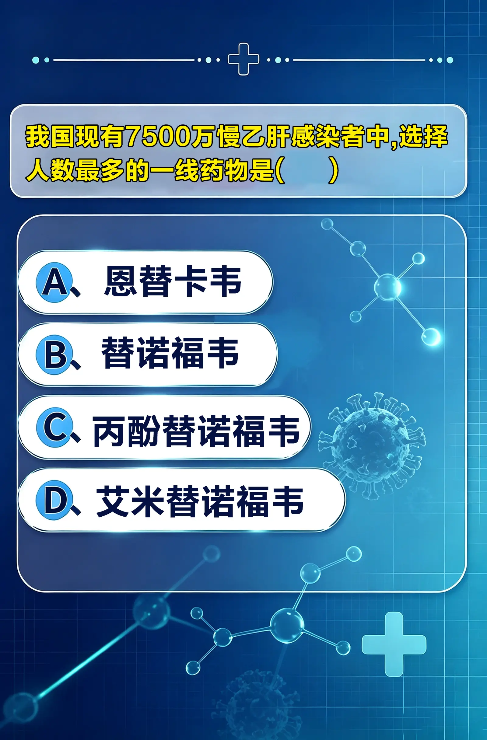 一线的抗病毒药物有很多，选择适合自己才是主要的