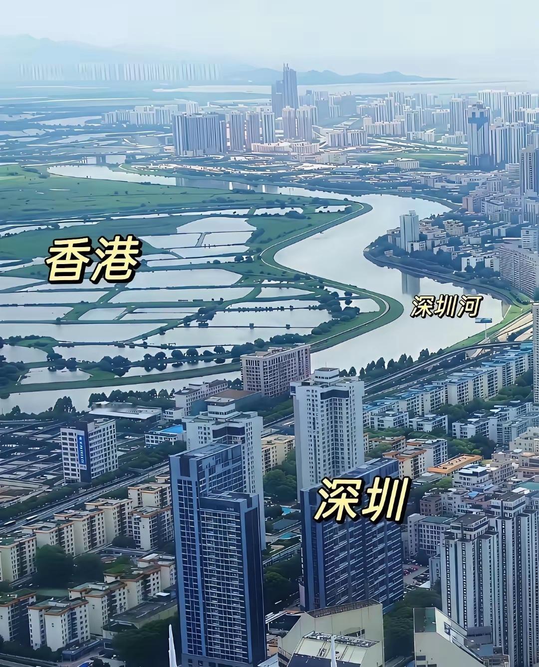 很多人一直好奇，香港明明有大量的土地，为何不开发？从深圳与香港的高空鸟瞰图可以